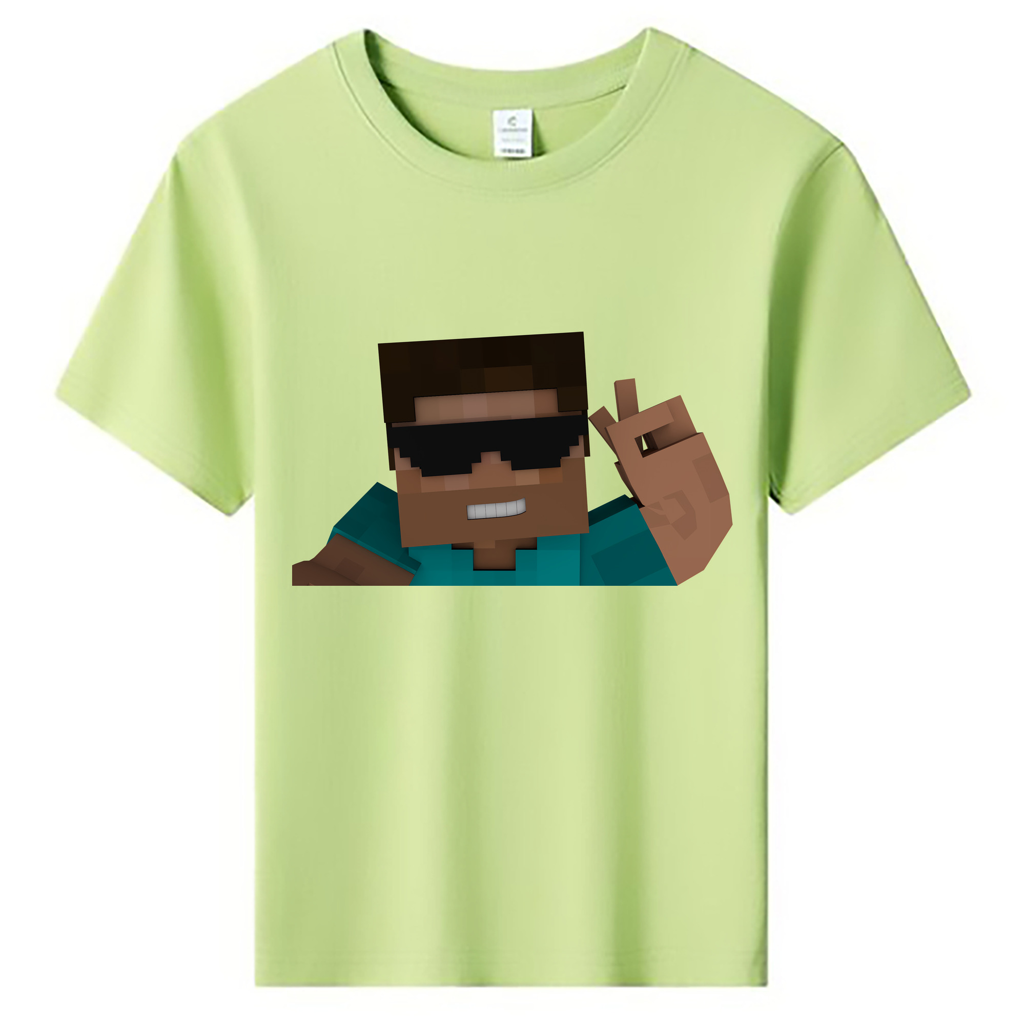 （画像用） マインクラフト ブロックの世界 Minecraft MC Block world 綿100％キッズTシャツ（フロントプリント）